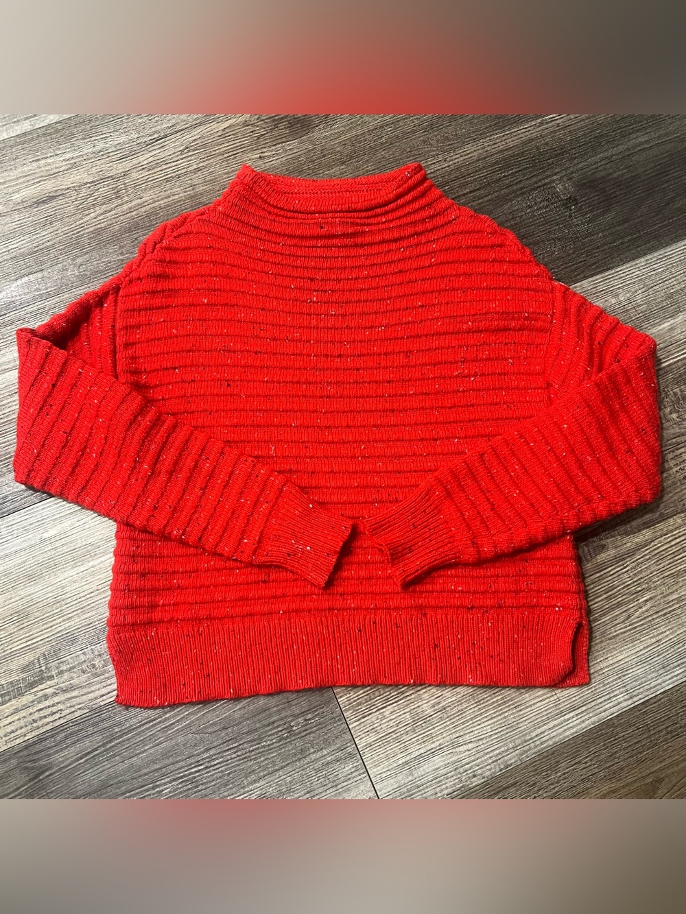 COURT & ROWE Red Ribbed Mock Neck Sweater Medium Ribbed Cozy Knit